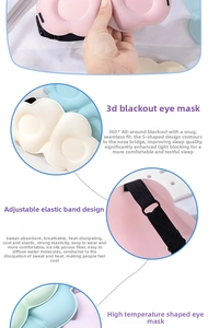 Detailed view of the 3D sleep mask featuring an S-shaped nose wing and adjustable strap