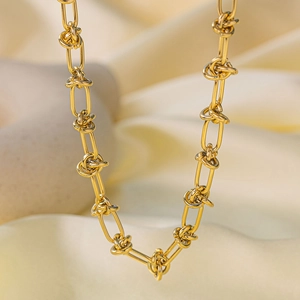 Elegant gold multi-layered flat snake and oval link chain necklace for women