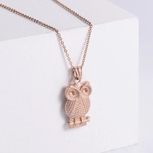 Owl Pendant Necklace 304 Stainless Steel Rose Gold Cute Animal Ins Style Jewelry Gift For Women