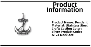 Detailed view of a vintage silver stainless steel anchor pendant with cast industrial texture