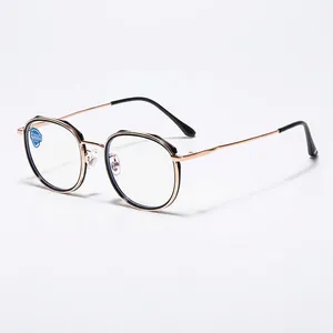 Occhiali Anti Luce Blu Retro Tondi TR90 Montatura Metallo Protezione UV400 Lenti Trasparenti Donne Uomini
