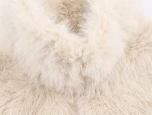 Detailed close-up showing the soft plush texture and high-density faux fur in cream white