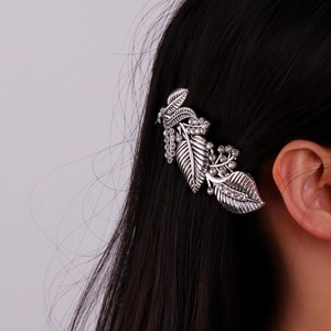 Luxury rhinestone leaf hair clip in silver alloy for wedding bridal vintage styling