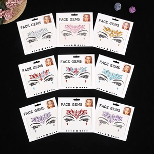 Bijoux De Visage Autocollants En Strass Acrylique Auto-Adhésifs Pour Décoration De Maquillage De Fête De Festival Femmes
