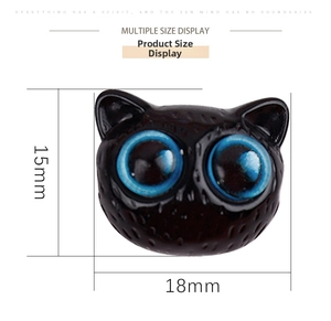 Detailed dimension guide for 18mm acrylic cat head charm showing height and width