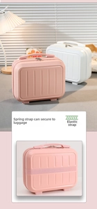 Dettaglio della fascia elastica posteriore sul mini beauty case rigido da 14 pollici