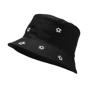 Bob unisexe en toile noire avec broderie de football pour protection solaire