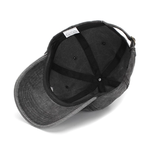 Berretto da baseball in cotone lavato grigio scuro con fascia antisudore e cuciture rinforzate