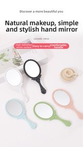Macro view of five colorful vintage embossed handheld mirrors on a white background