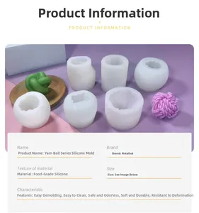 Detail view of yarn ball silicone mold showing various textures for candle making