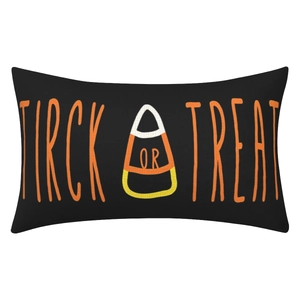 Halloween decorative black rectangular pillowcase with orange Trick or Treat lettering