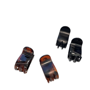 Lot de 4 petites pinces à cheveux noires et écaille pour coiffure queue de cheval haute