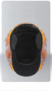 Close-up of winter hat featuring warm fleece lining with heat storage and lock temperature tech