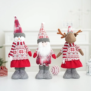 Christmas plush gnome ornaments including Santa, snowman, and reindeer for home decor