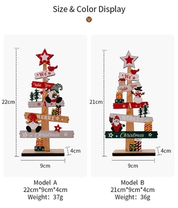 Affichage de la taille et de la couleur des ornements de Noël en bois rouge et vert
