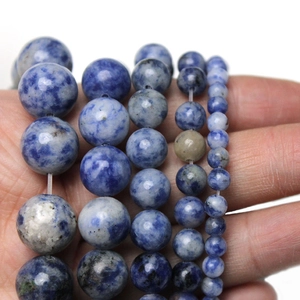 Sodalite natural stone round beads with blue and white speckled patterns for DIY jewelry