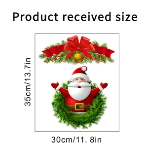 Christmas Santa wall sticker layout size 30x35cm with festive ribbon and wreath design