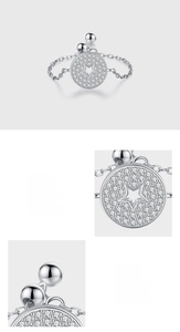 Macro de la bague étoile en argent 925 avec pierres en oxyde de zirconium 5A serties