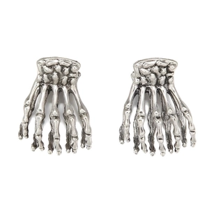 Skeleton Hand Hair Claw Clip Alloy Gothic Punk Skull Hair Accessories For Halloween Party Women Vintage Silver Tone