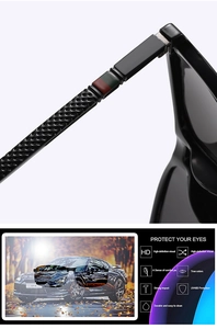 Detail view of polarized sunglasses temples featuring anti-slip texture and colored stripes