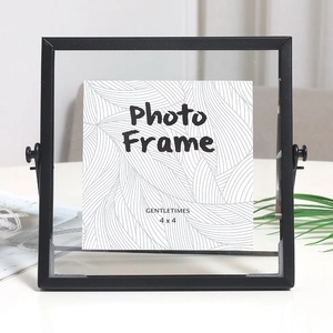 Cadre photo nordique 4x4 en métal noir pivotant avec affichage en verre double face