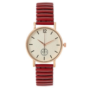 Montre À Quartz Mode Femmes Boîtier En Alliage Or Rose Bracelet Métallique Élastique Cadran Analogique Rond