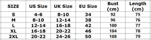 Detailed size guide for women's V-neck shirt showing US, UK, and EU measurements