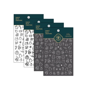Christmas embossed nail sticker set with bells, gingerbread men and snowflakes designs