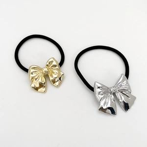 Alloy Metal Bow Hair Tie High Elasticity Ponytail Holder Fashion Commuter Hair Accessory For Women Girls Elegance