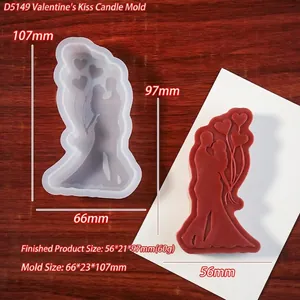 Siliconen mal voor Valentijn paar kaarsen met silhouette hart ballon en afmetingen