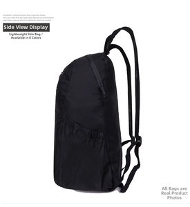 Detail view of lightweight waterproof backpack with ergonomic S-shaped breathable shoulder straps