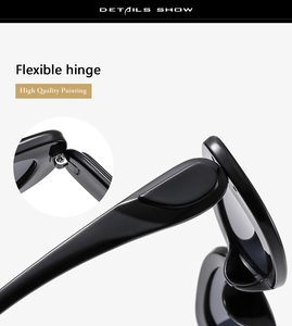 Detail of the flexible hinge and high-quality painting finish on black Y2K sunglasses