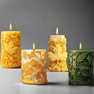 Stampo In Silicone Per Candele Cilindriche 3D Foglia Goffrata Motivo Acero Ginkgo DIY Fatto A Mano Cera Profumata Gesso Resina