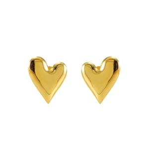 Minimalist 18K gold plated stainless steel heart stud earrings with a polished finish