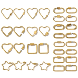 Stainless Steel Geometric Heart Star Screw Lock Clasp Connector For DIY Jewelry Making Gold Links