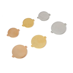 Mirror polished stainless steel round pendants in gold silver and rose gold for DIY jewelry