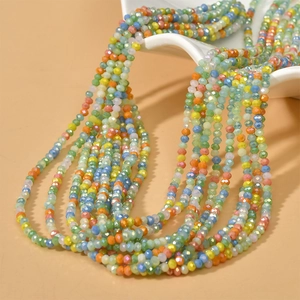 Mix of 3mm colorful faceted crystal glass wheel beads for DIY jewelry making necklaces