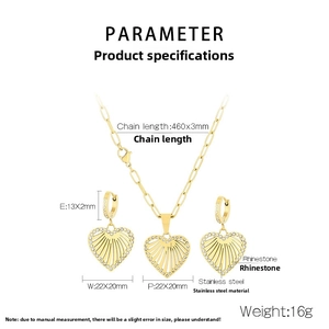 Macro detail of gold-plated hollow heart jewelry set with micro-paved rhinestones