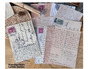 Macro detail of vintage scrapbooking paper with handwritten script and antique textures