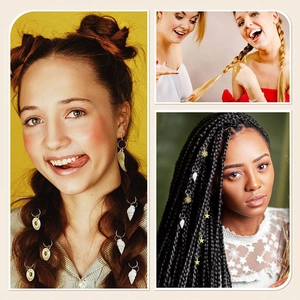 50pcs hair braid jewelry set with butterfly shell and star charms for dreadlocks styling