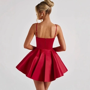 French Style Satin Corset Mini Dress Underwired Spaghetti Strap Elegant Sexy Party A-Line Short Evening Gown Women