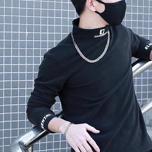 10mm vintage pattern stainless steel bracelet and necklace set shown on a male model