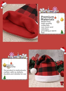 Detail der doppellagigen rot-schwarzen Weihnachtsmütze mit weichem Plüschfutter innen