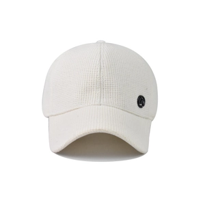 Off-white waffle knit baseball cap for women with side logo in casual streetwear style