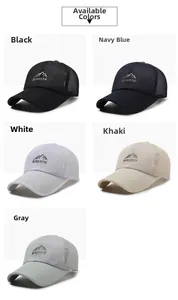 Mesh baseball caps shown in five colors with breathable sports design and peak logo