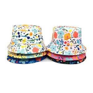 Kids Floral Bucket Hat Summer Sun Protection Breathable Cotton Fishing Hat Cute Outdoor Sun Hat For Girls Boys