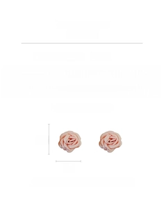 Detail of pink fabric rose earrings weighing 6.1g with silver needle studs