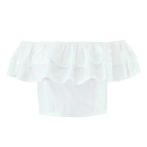 Off Shoulder Ruffle Crop Top And Tiered Eyelet Embroidered Maxi Skirt Cotton Vacation Beach Summer White Women