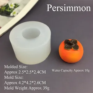 Detailed persimmon silicone mold for fruit mousse cake with size and weight specs