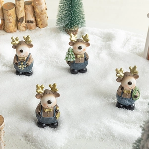Christmas resin reindeer ornaments set for festive home and office tabletop decoration